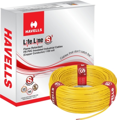 Buy Havells Life Line 1 Sq. mm Length 180 m FR PVC Insulated Cable Yellow WHFFDNYL11X0 from Industrybuying.com