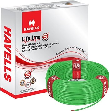 Buy Havells Life Line 1 Sq. mm (Length 90 m) FR PVC Insulated Cable Green WHFFDNGA11X0 from Industrybuying.com